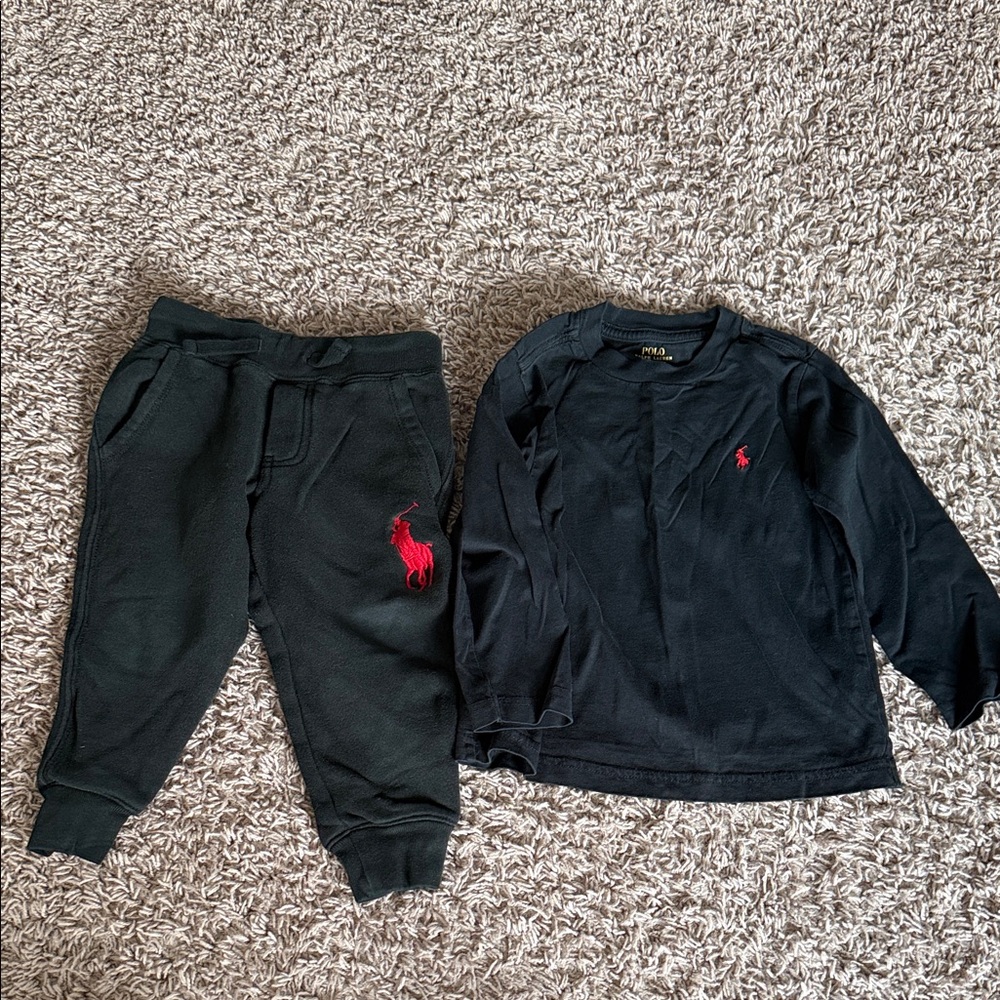 Polo by Ralph Lauren Kids Black Sweatpants and Top Set